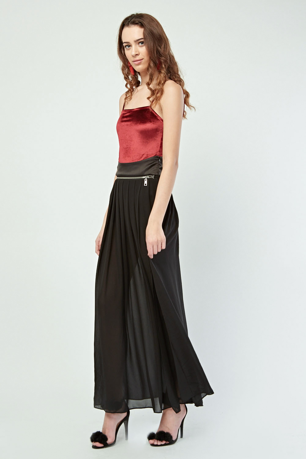 Sheer Pleated Maxi Skirt - Just $3