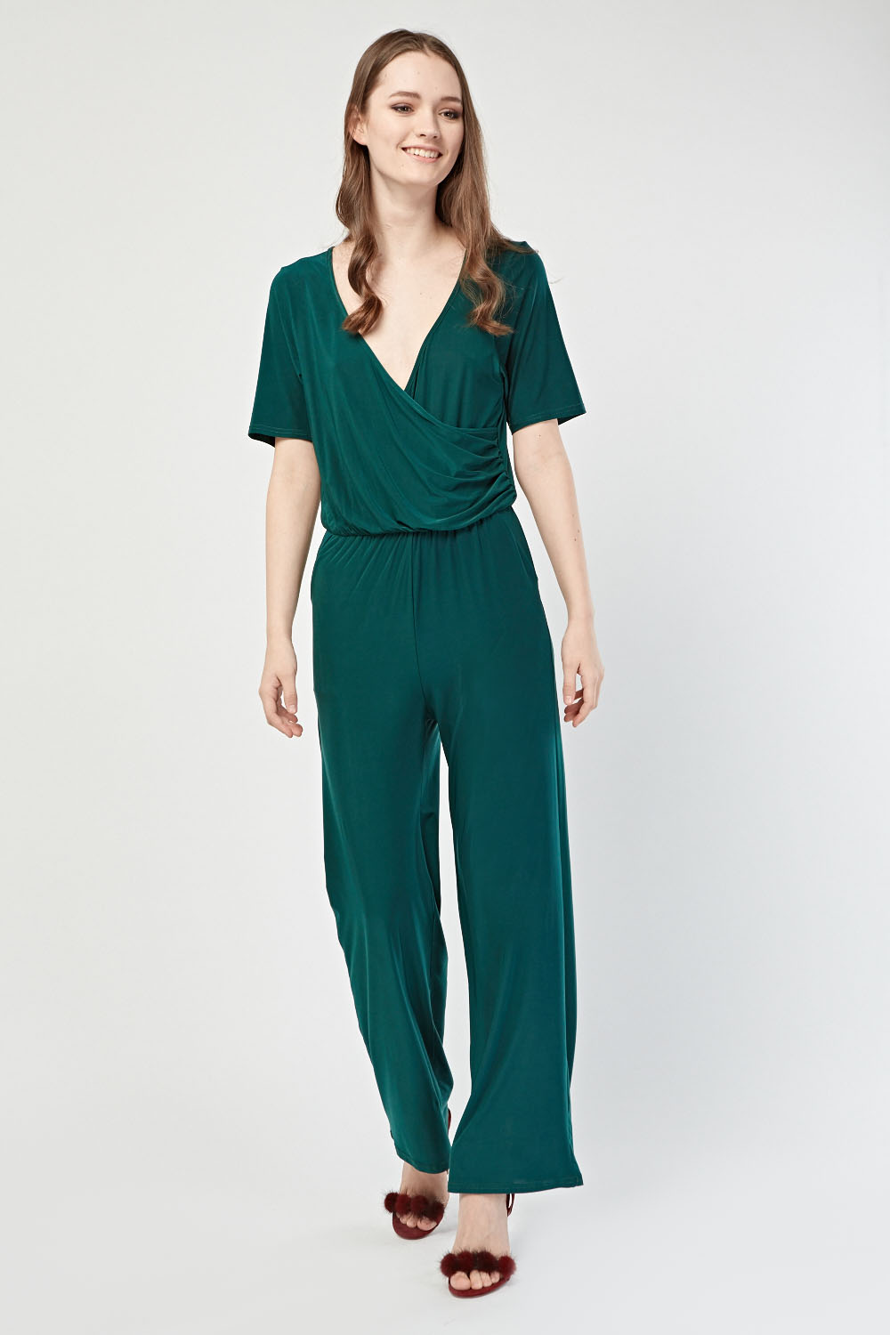 Forest Green Wrap Jumpsuit - Just $7