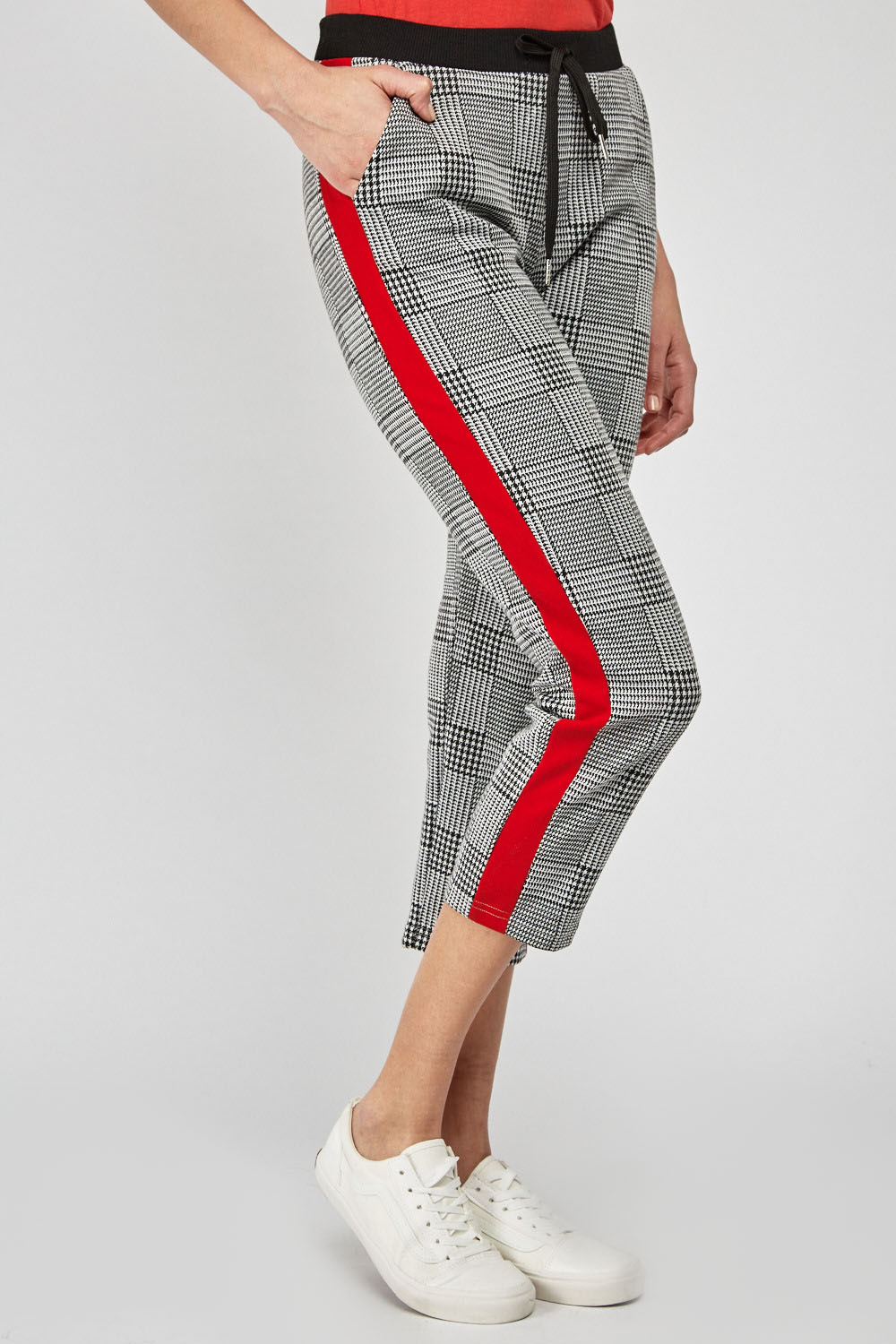 Houndstooth Contrast Jogger Pants - Just $6