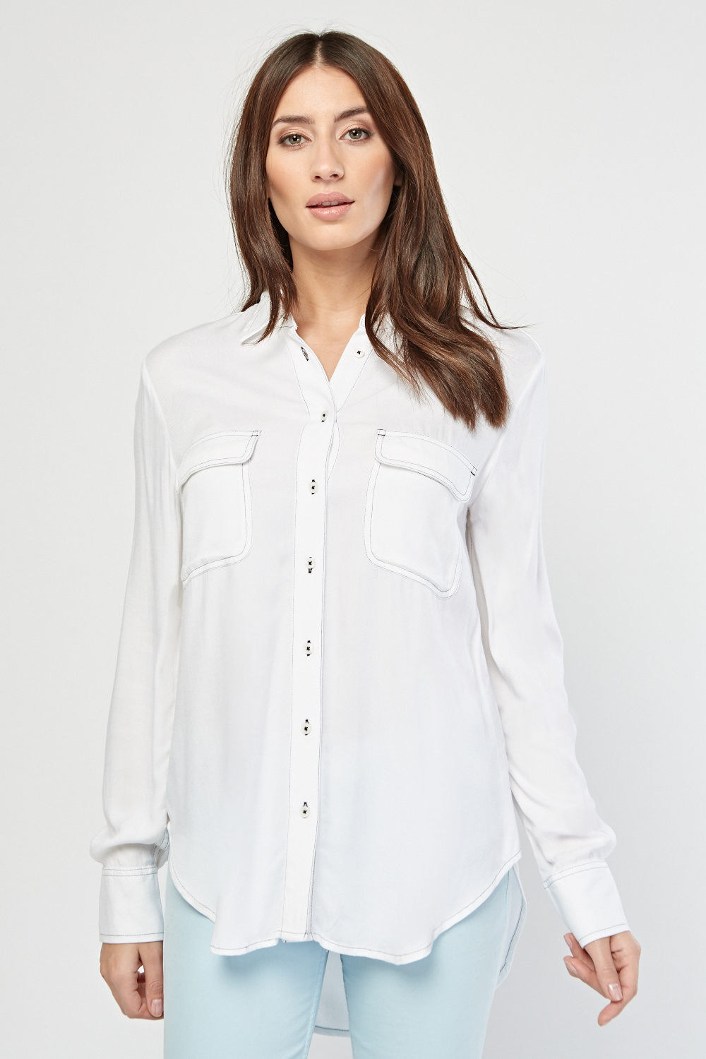 Button Front Casual Blouse - Just $7