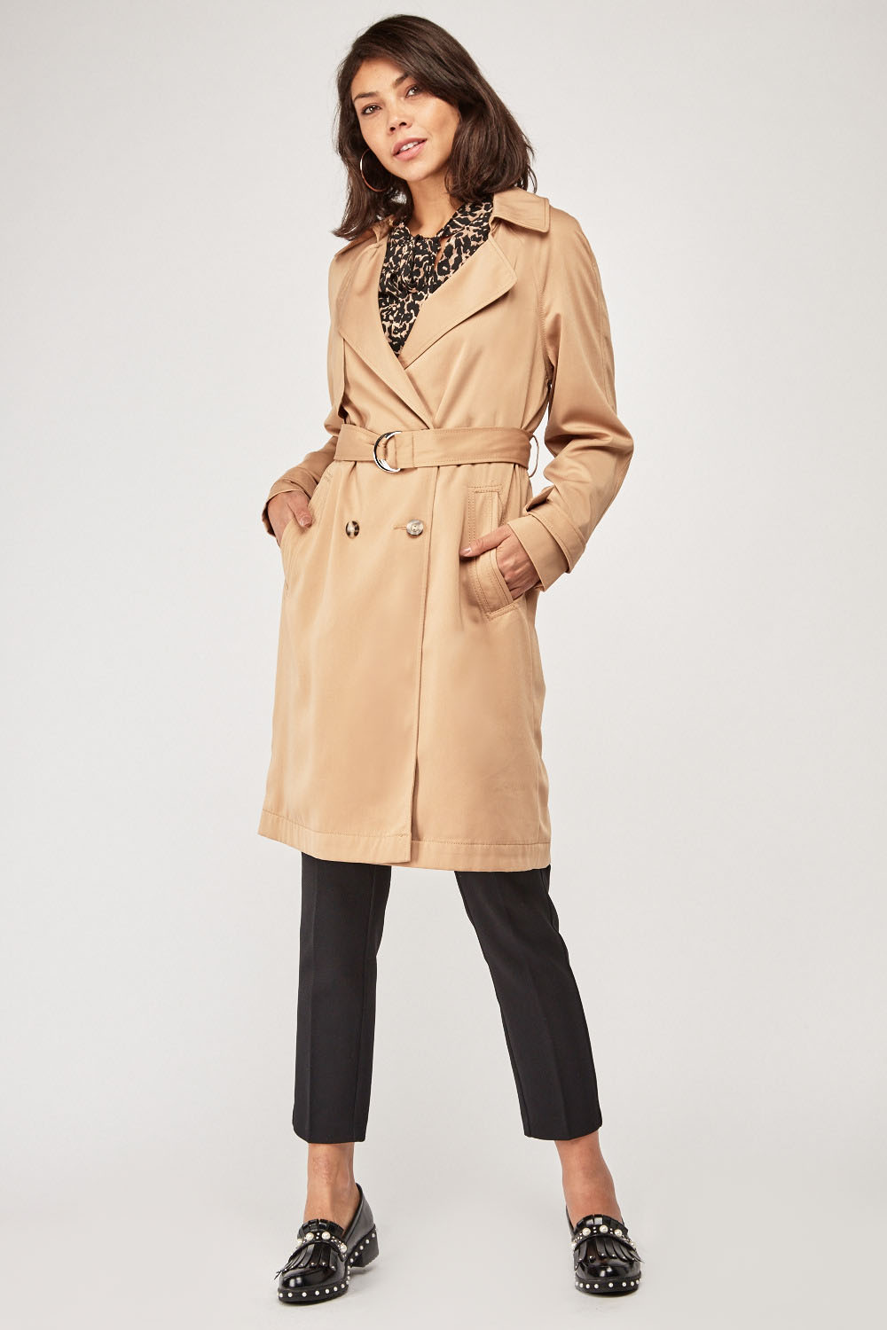 D-Ring Belted Trench Coat - Just $6