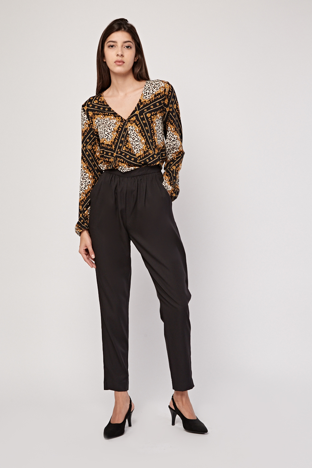 High Waist Black Tapered Trousers - Just $3