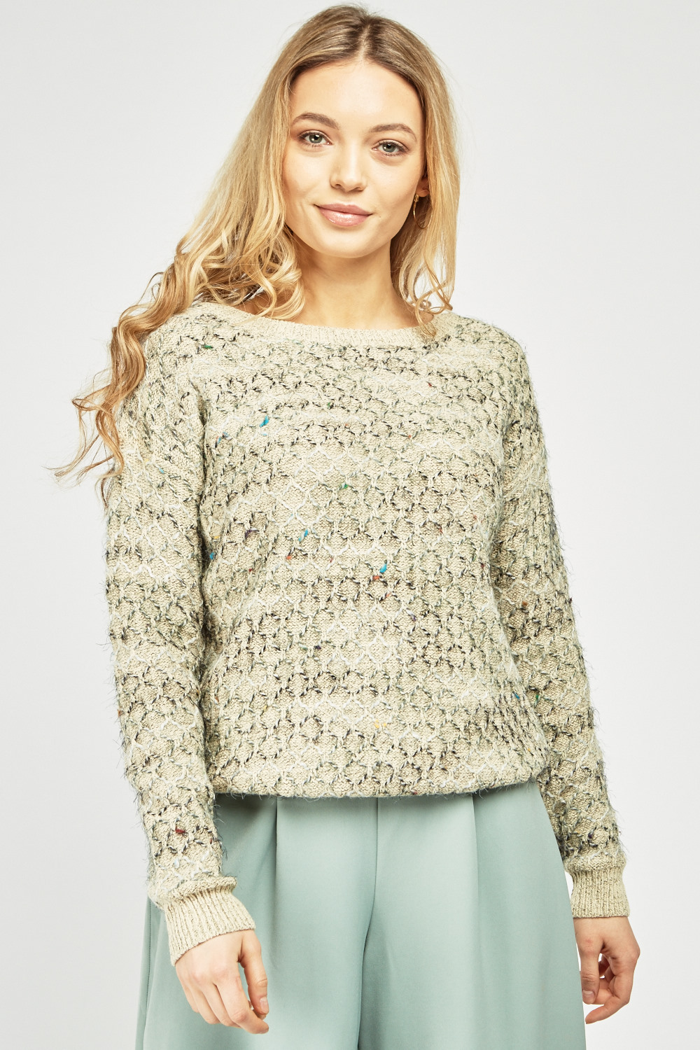 Diamond Contrasted Knit Jumper - Just $3