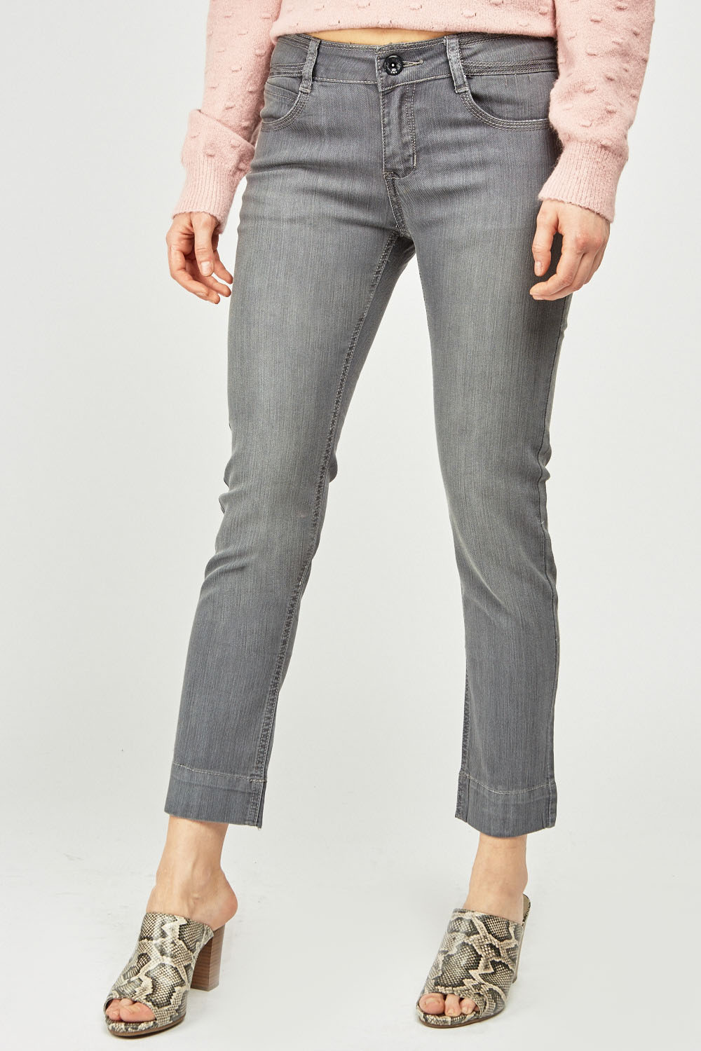 Skinny Grey Ankle Grazer Jeans - Just $7