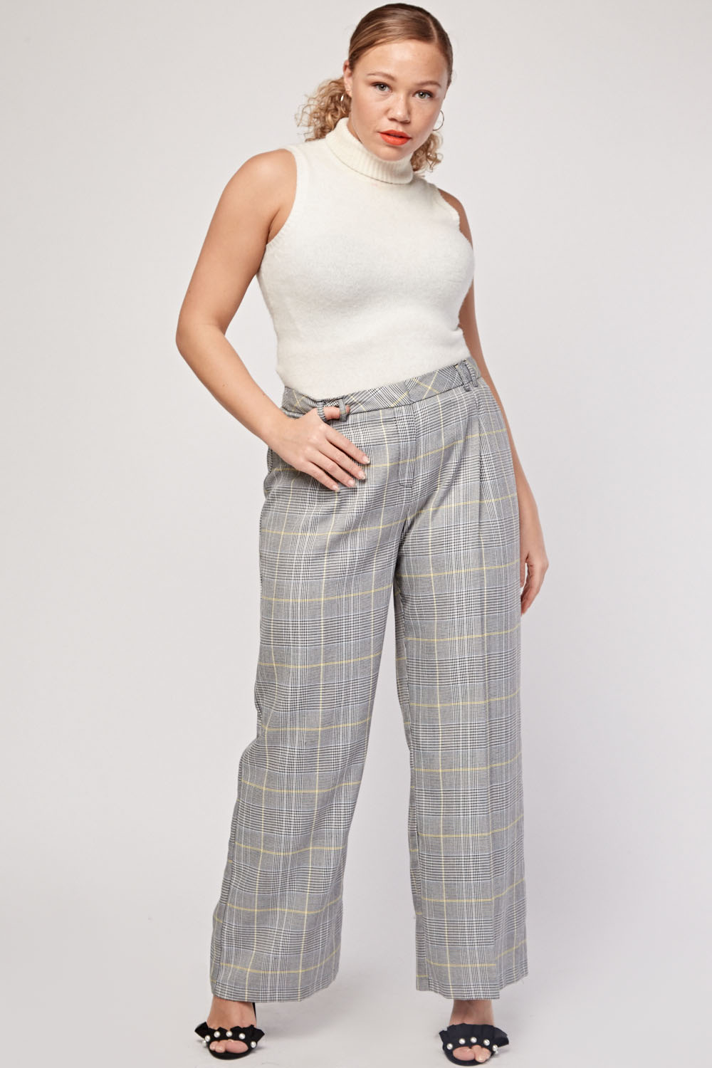 wide leg plaid pants