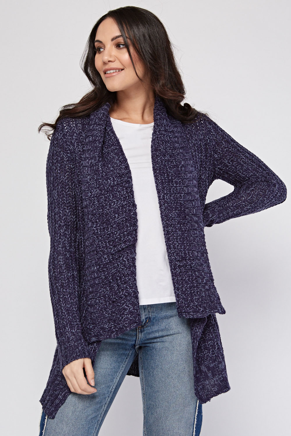Chunky Lapel Front Knit Cardigan - Just $7