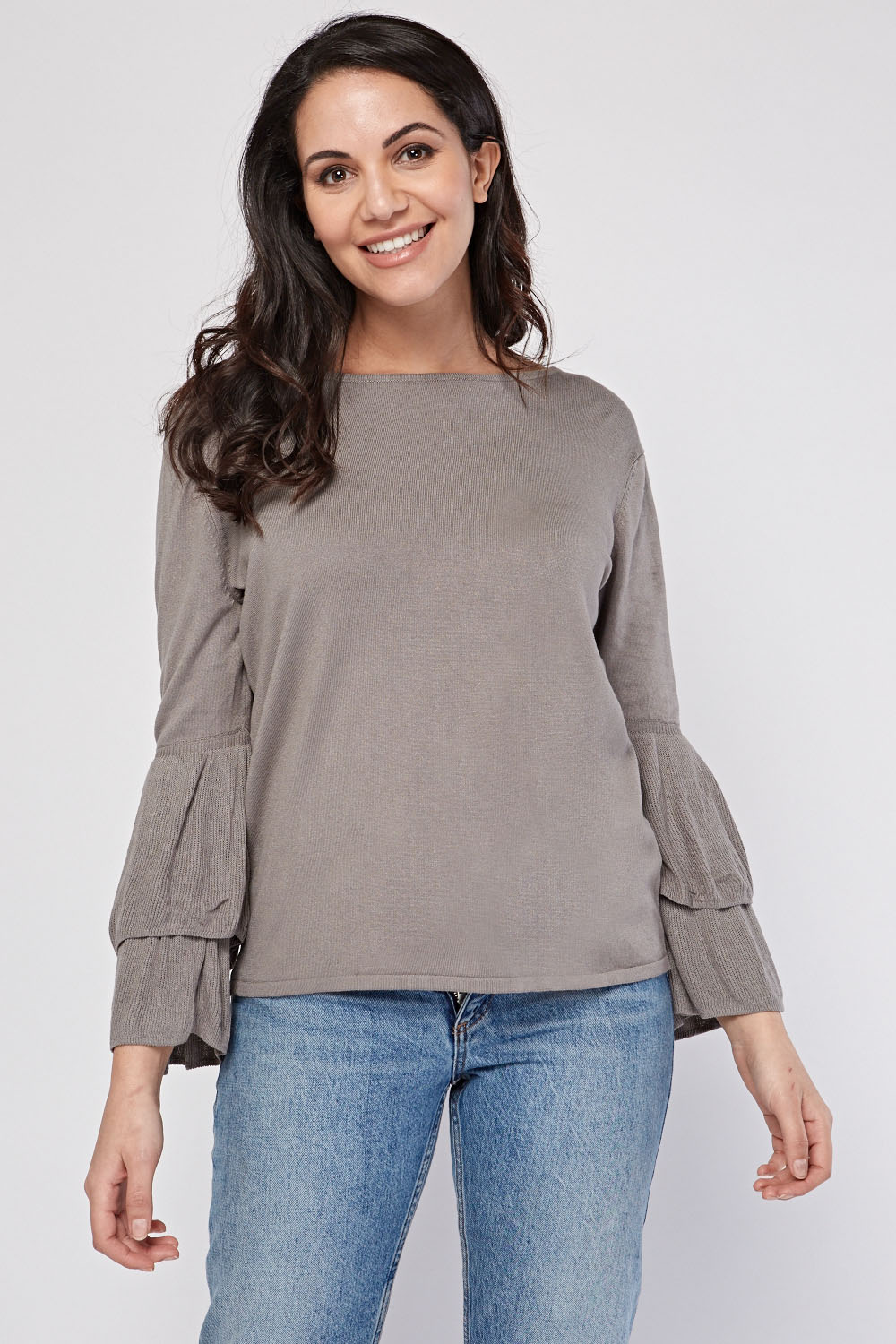 Tiered Ruffle Sleeve Knit Top - Just $7
