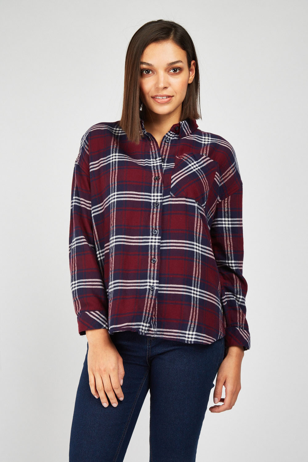 Metallic Thread Insert Flannel Shirt - Just $7