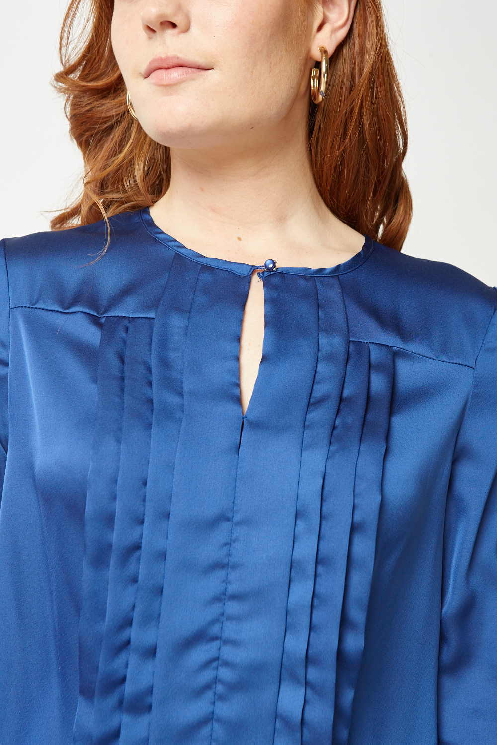 Pleated Front Sateen Blouse - Just $7