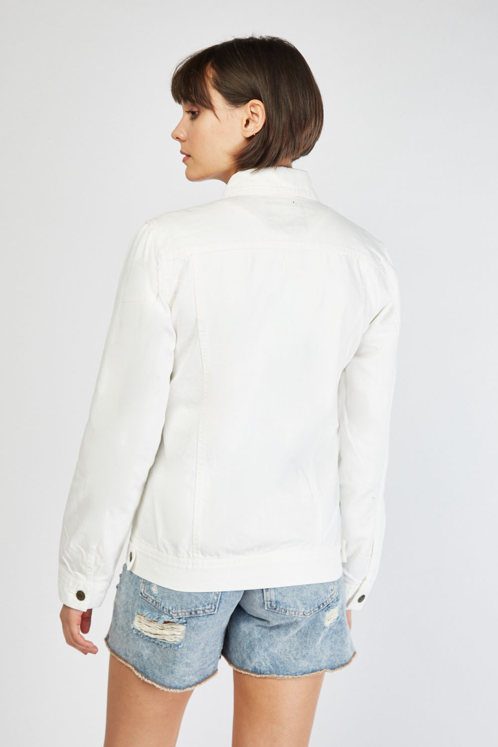 short sleeve white denim jacket