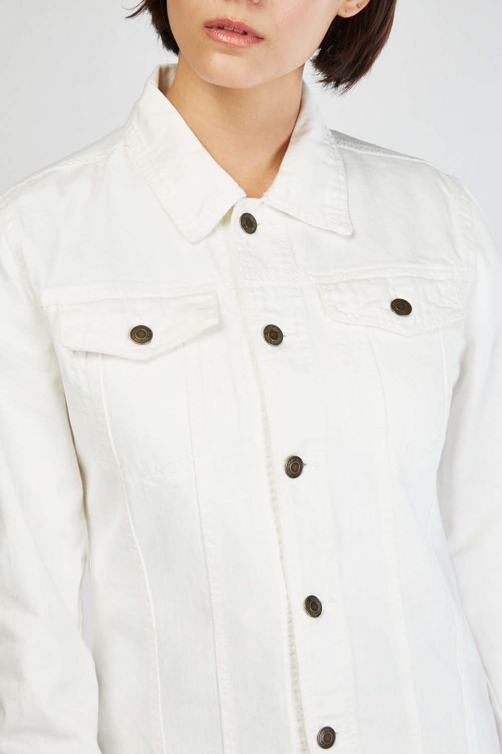 Long Sleeve White Denim Jacket - Just $7