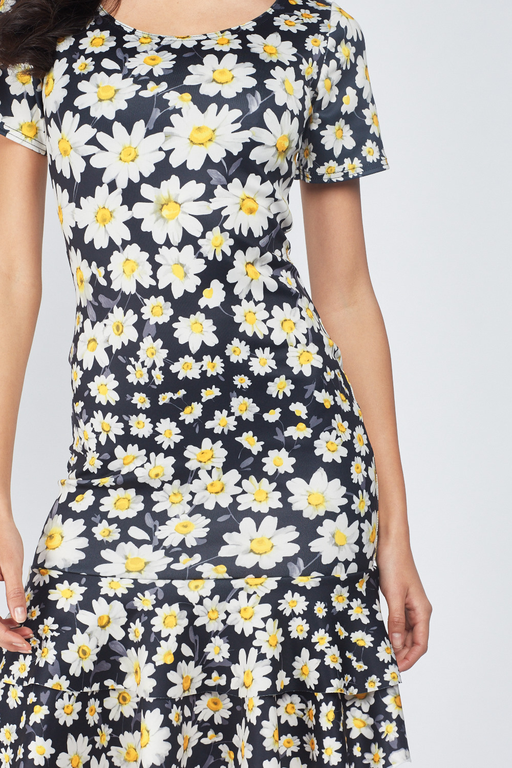 Daisy Flower Print Tiered Dress - Just $3