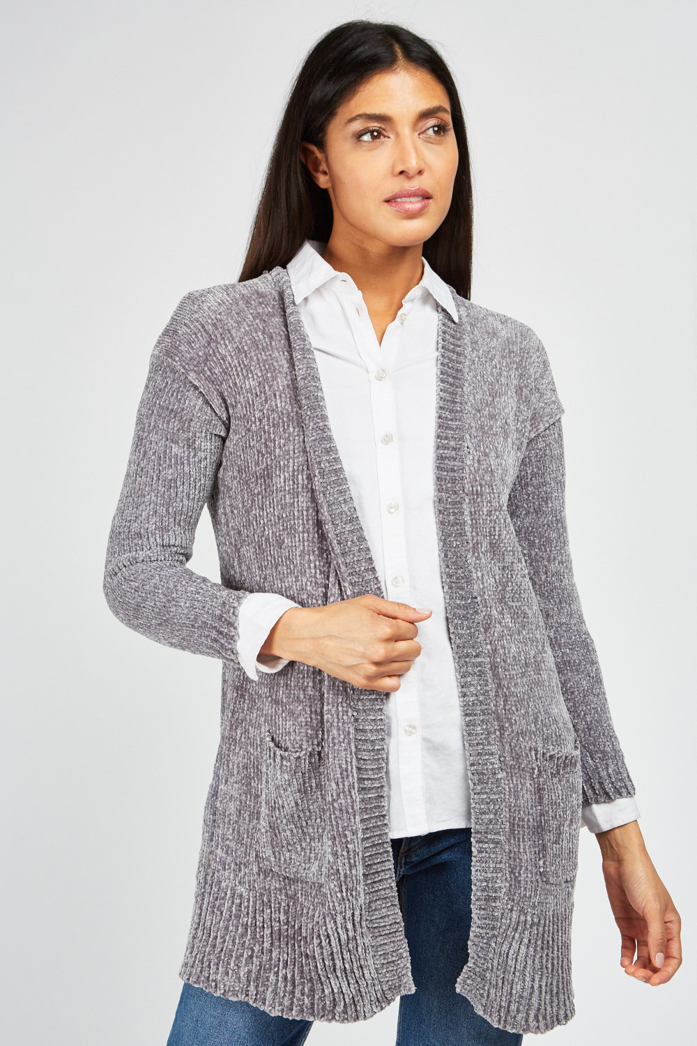 Open Front Chenille Knit Cardigan - Just $3