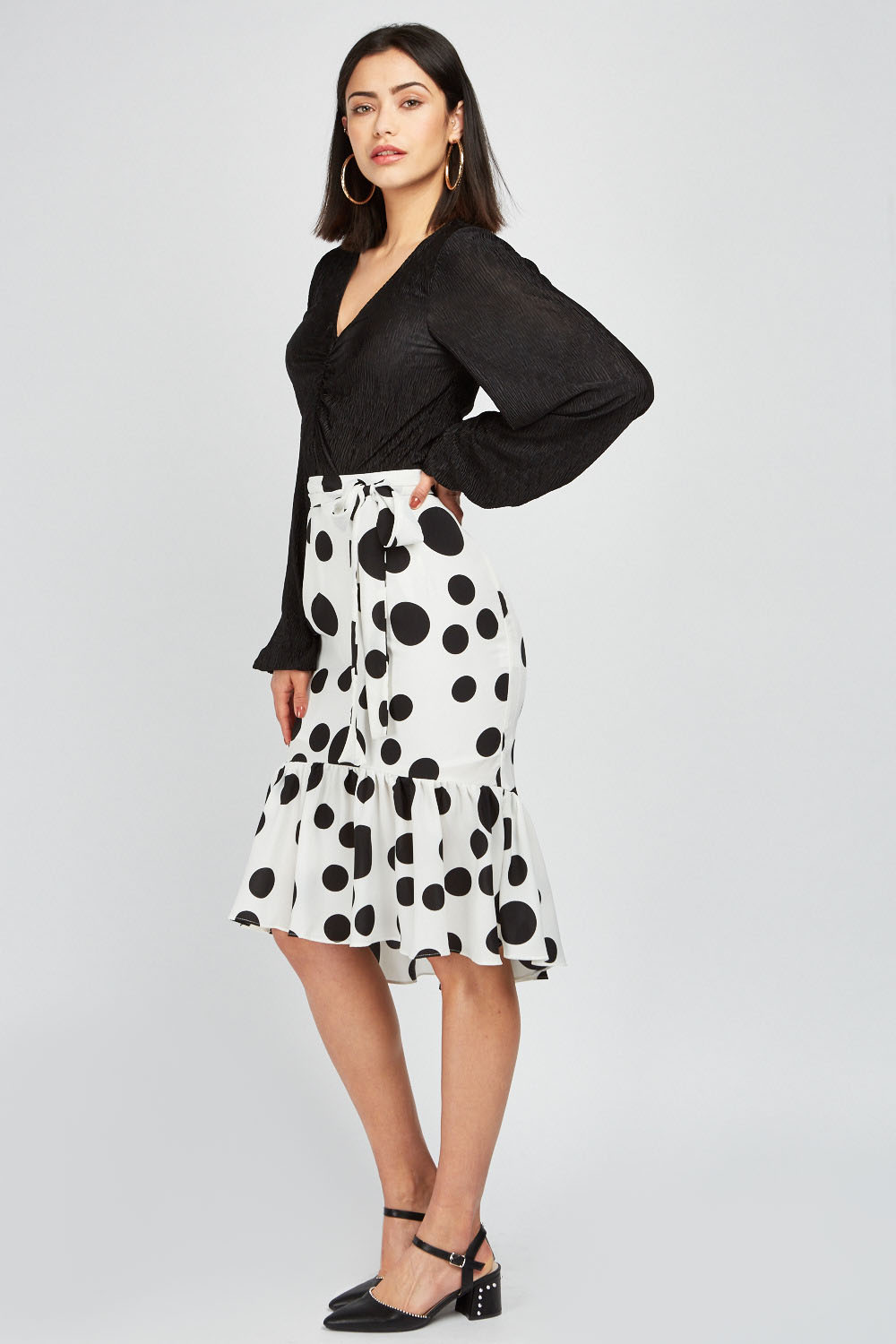 Ruffle Polka Dot Print Skirt - Just $6