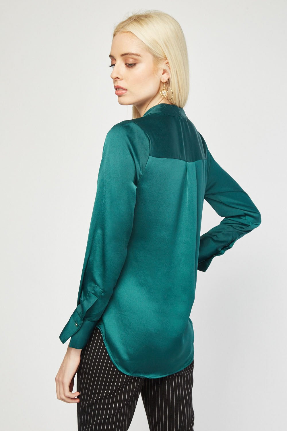 Slit Front Silky Blouse - Just $6