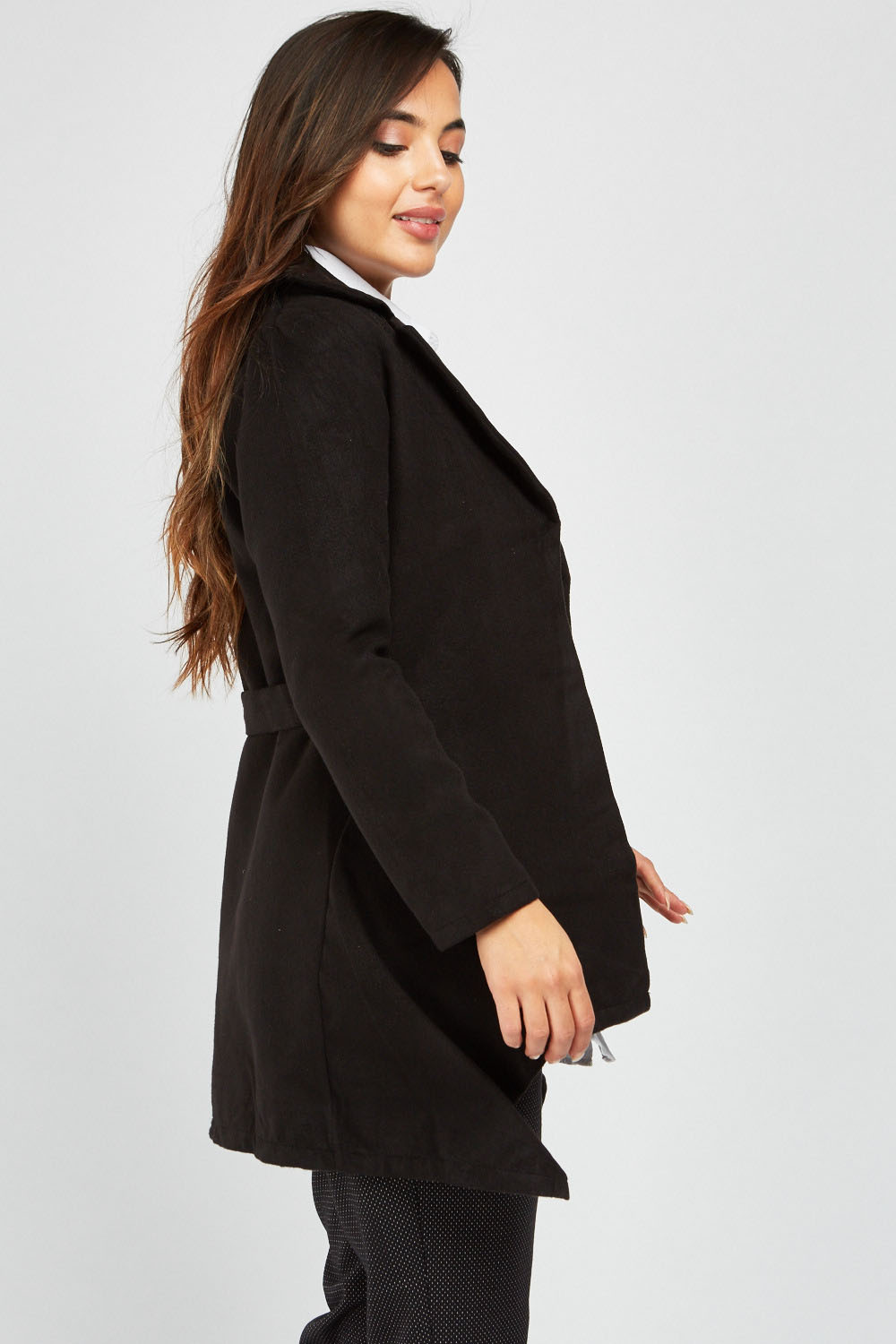 Asymmetric Hem Fleece Coat - Just $7