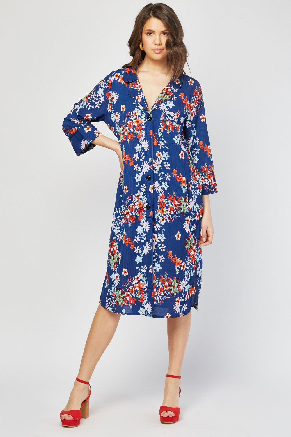 Midi Pyjama Style Shirt Dress - Just $7