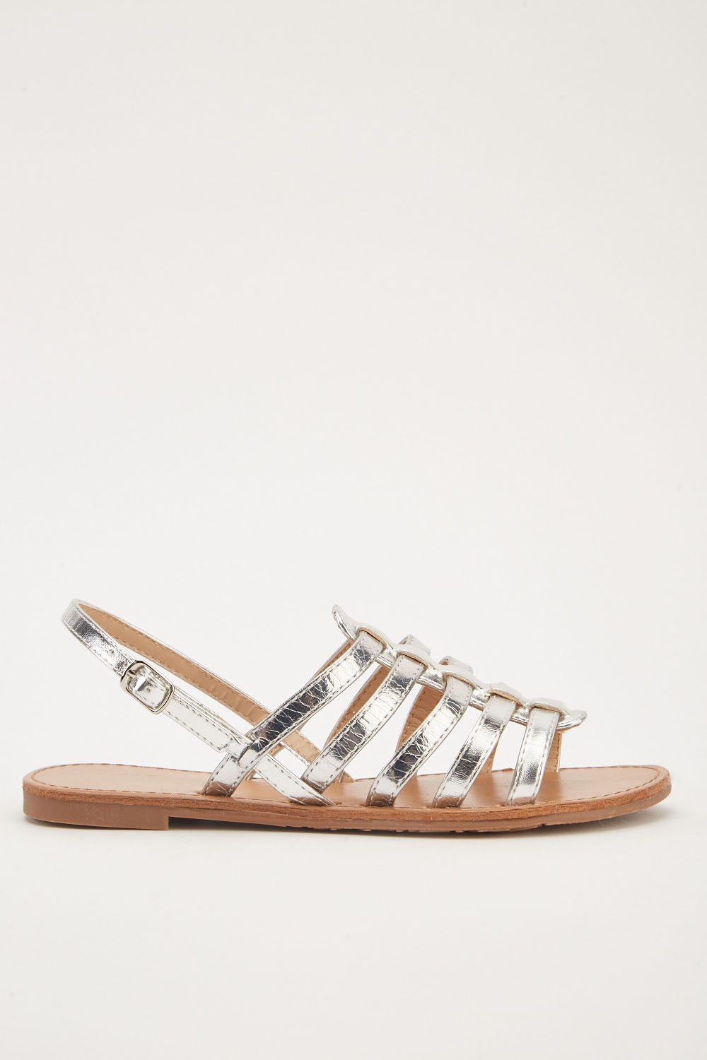 Metallic Strappy Flat Sandals - Just $7
