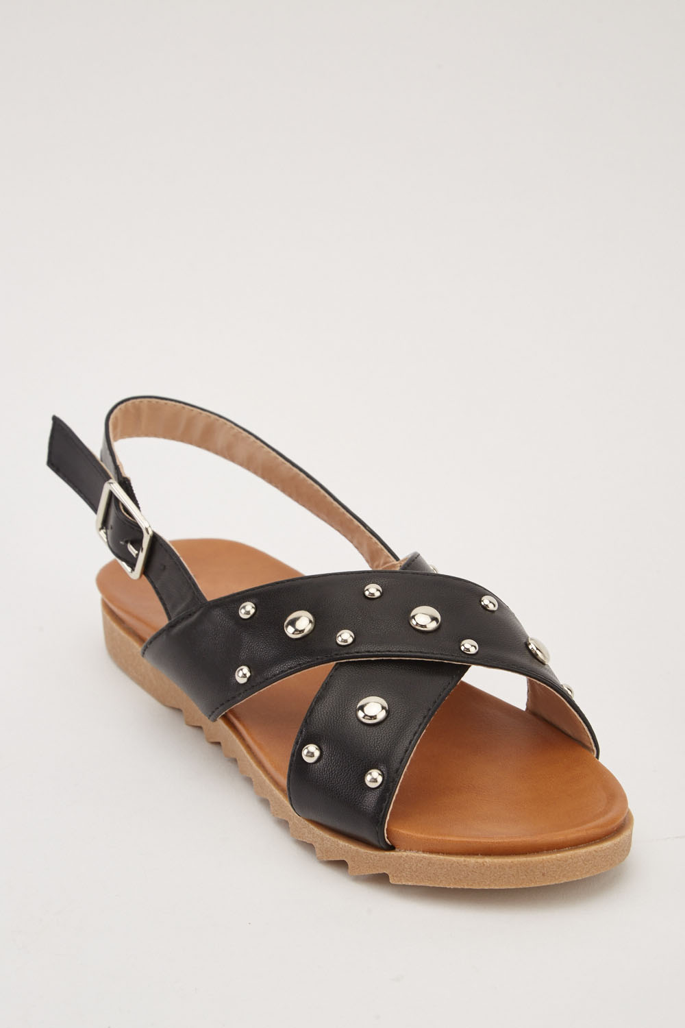 Studded Cross Strap Sandals  Just 6