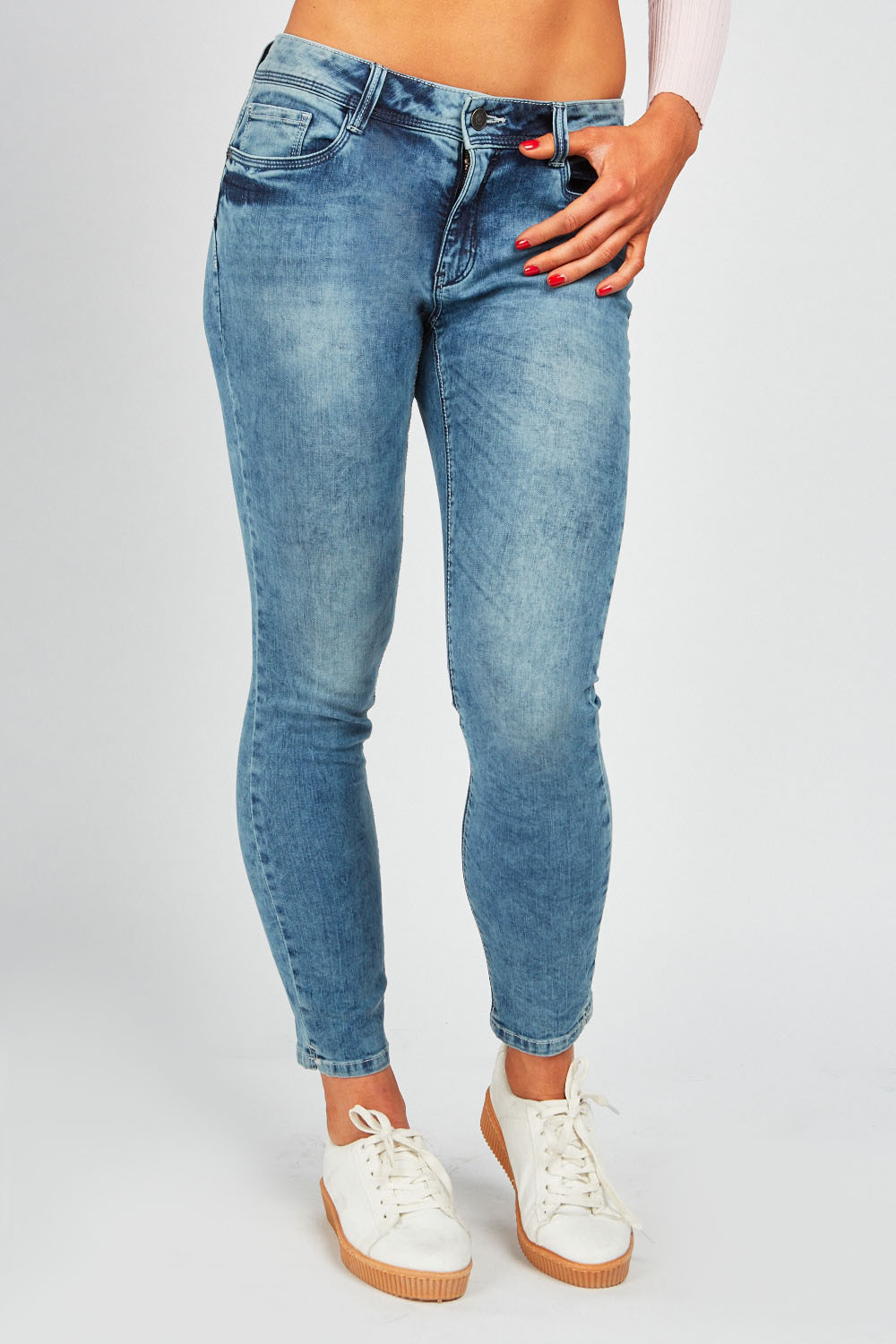 Washed Denim Skinny Push Up Jeans - Just $7