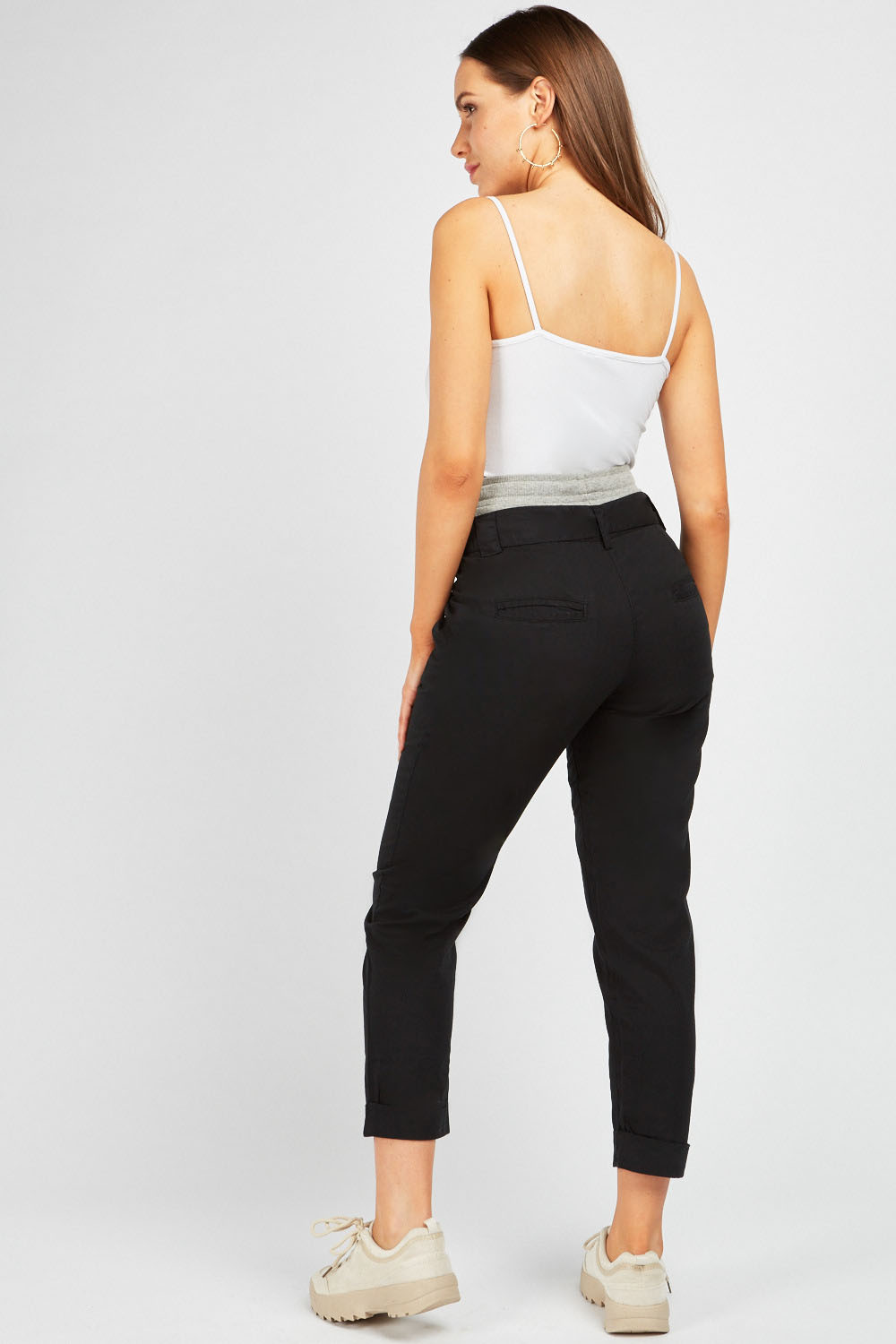 Cut Out Ribbed Waist Trousers - Just $3