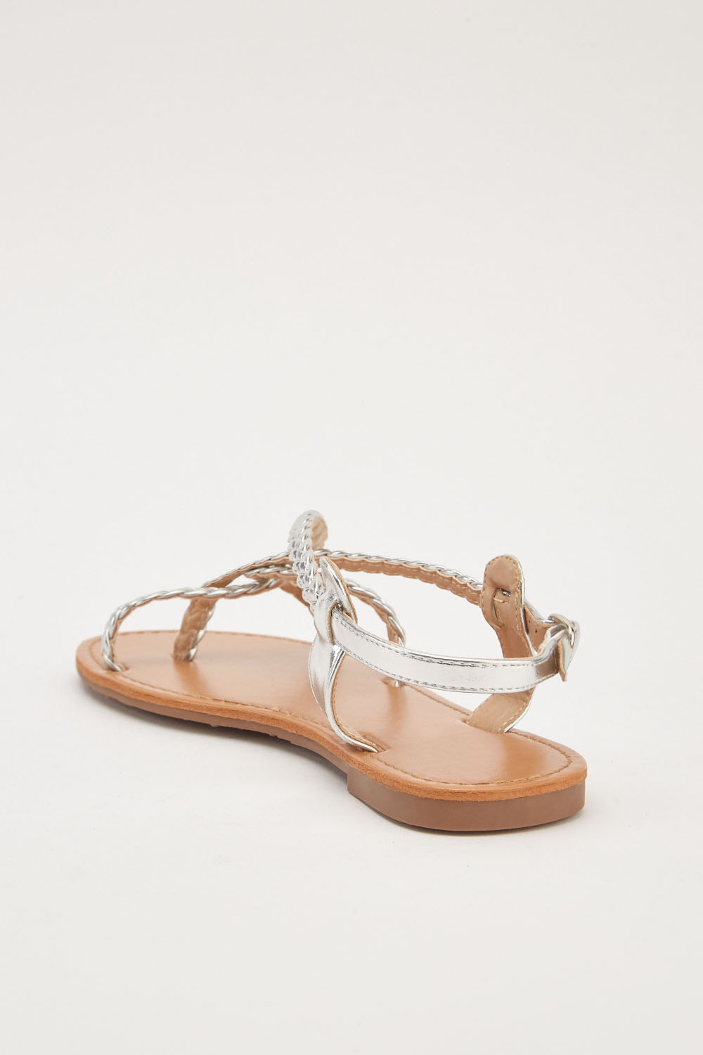 Plaited Metallic Flat Sandals - Just £5