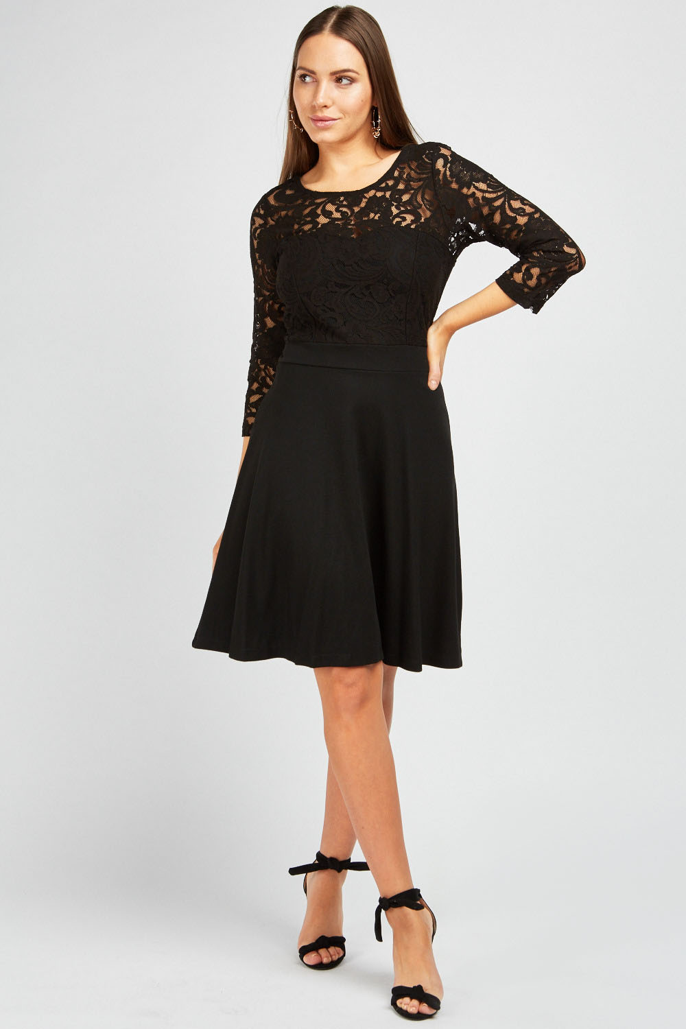 Lace Bodice Black Dress - Just $3