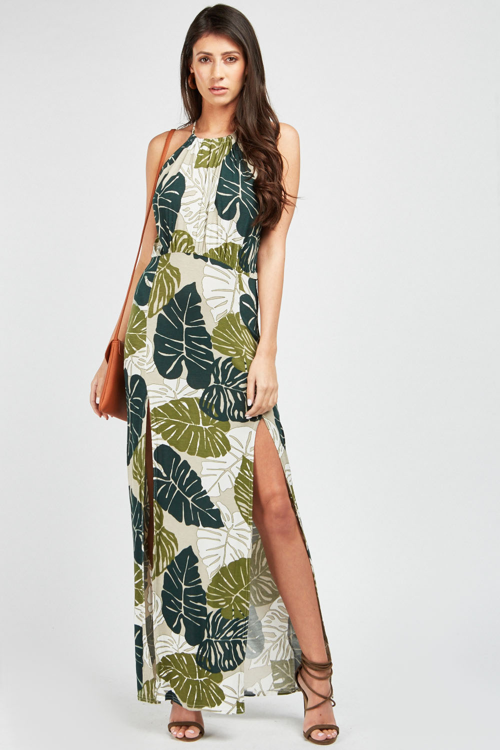 Leaf Printed Maxi Dress - Just $7