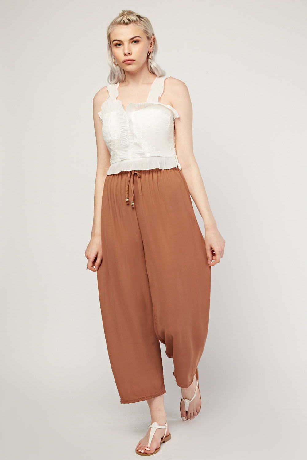 Wide Leg Sheer Chiffon Trousers - Just $7