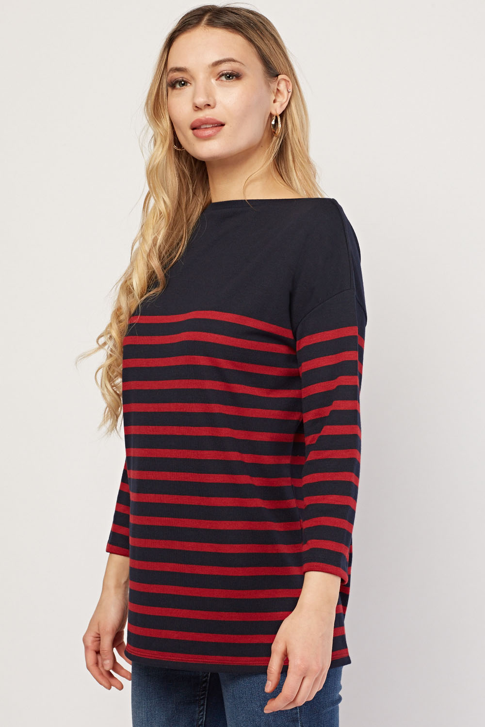 Boat Neck Jersey Stripe Top - Just $7
