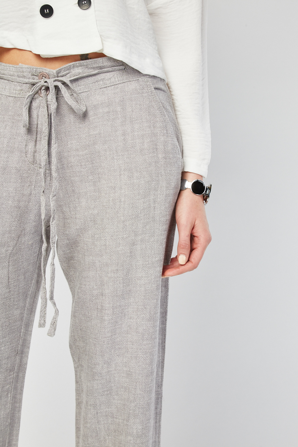 Grey Light Partly Linen Trousers - Just £5