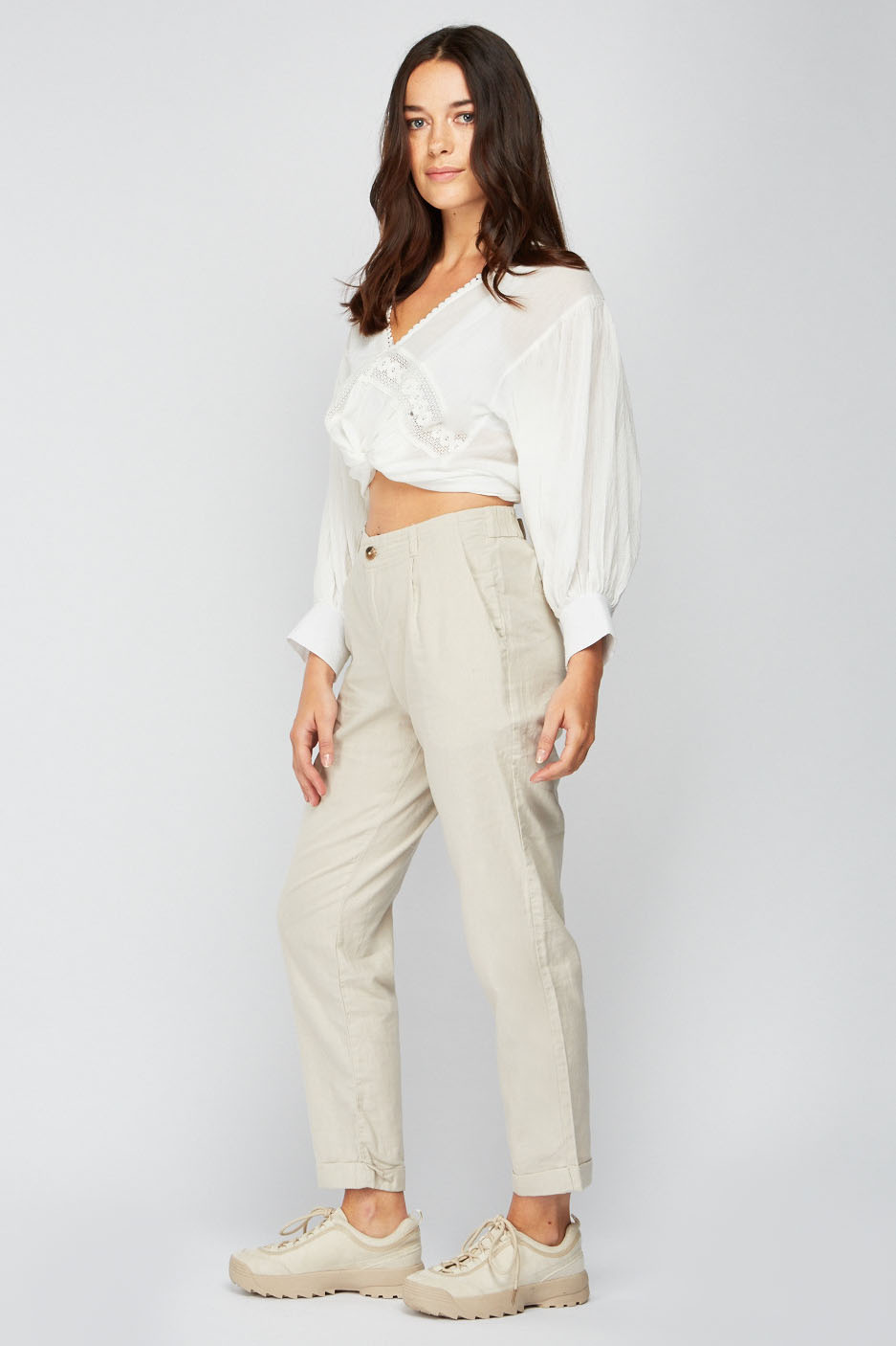 Roll Hem Tapered Trousers - Just $7