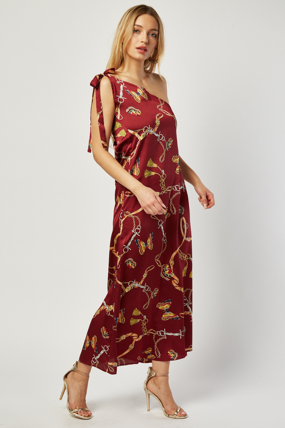 Chain Butterfly Scarf Print Maxi Dress - Just $7