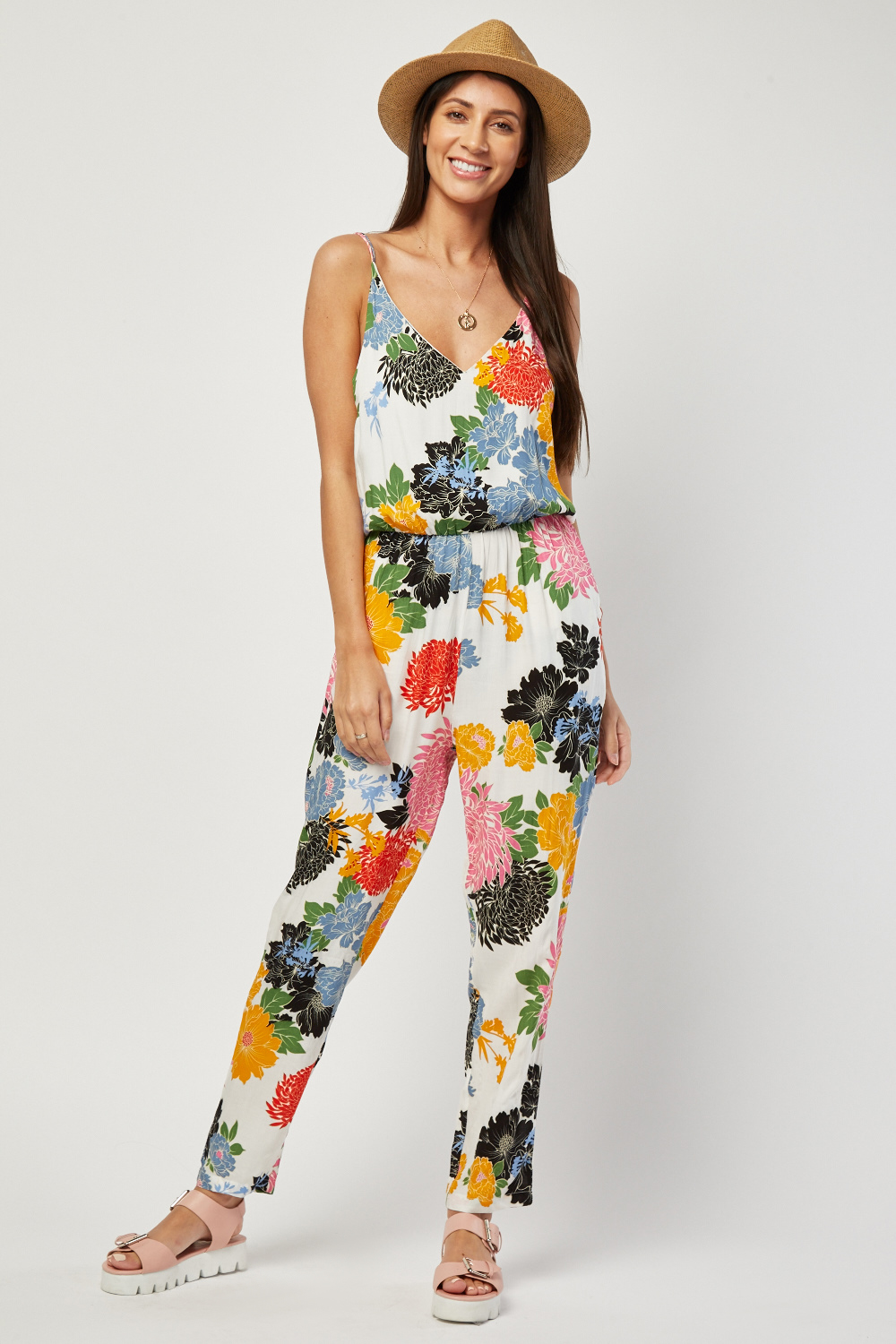 Multi Floral Print Jumpsuit - Just $7