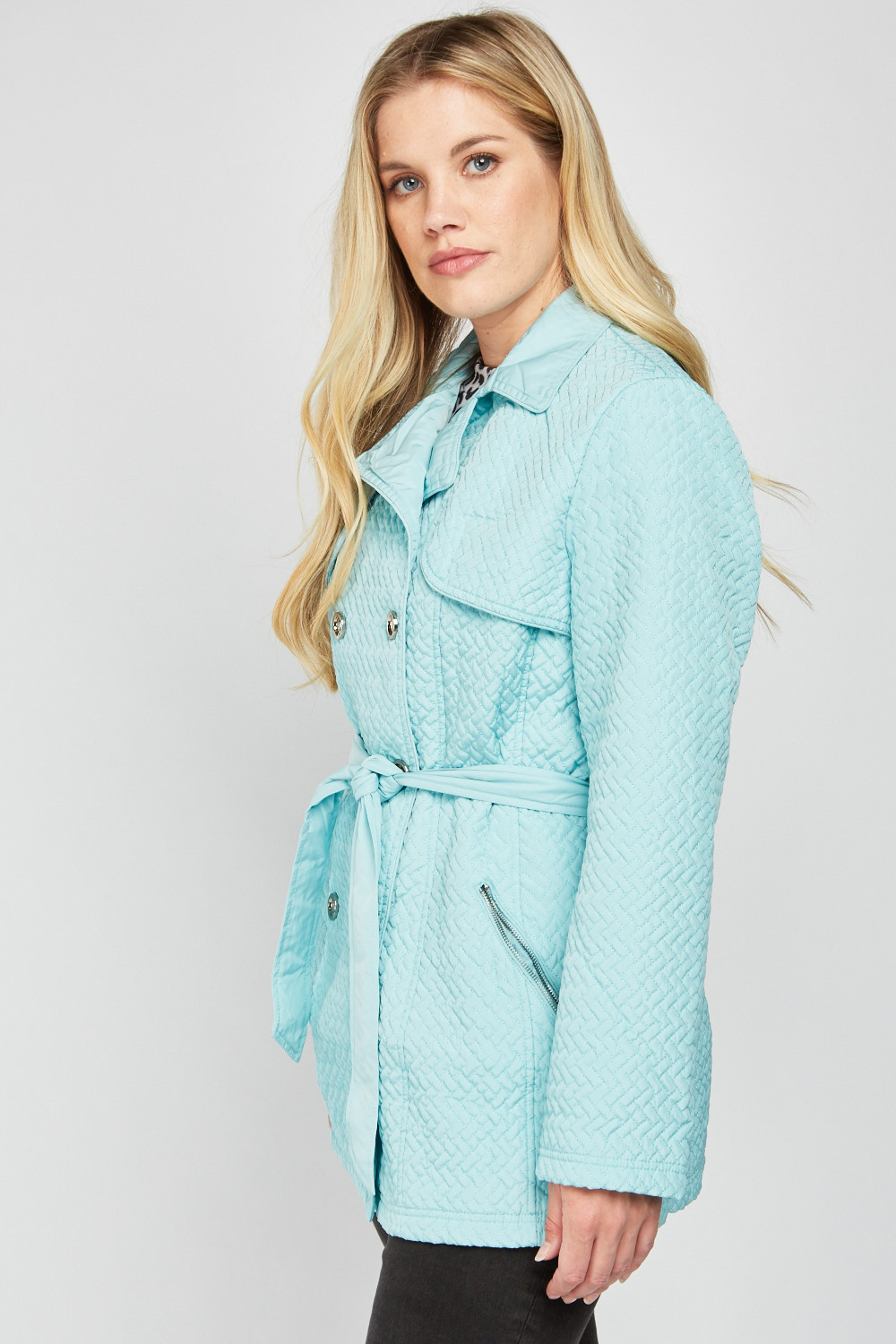 Zig Zag Quilted Trench Coat - Just £5