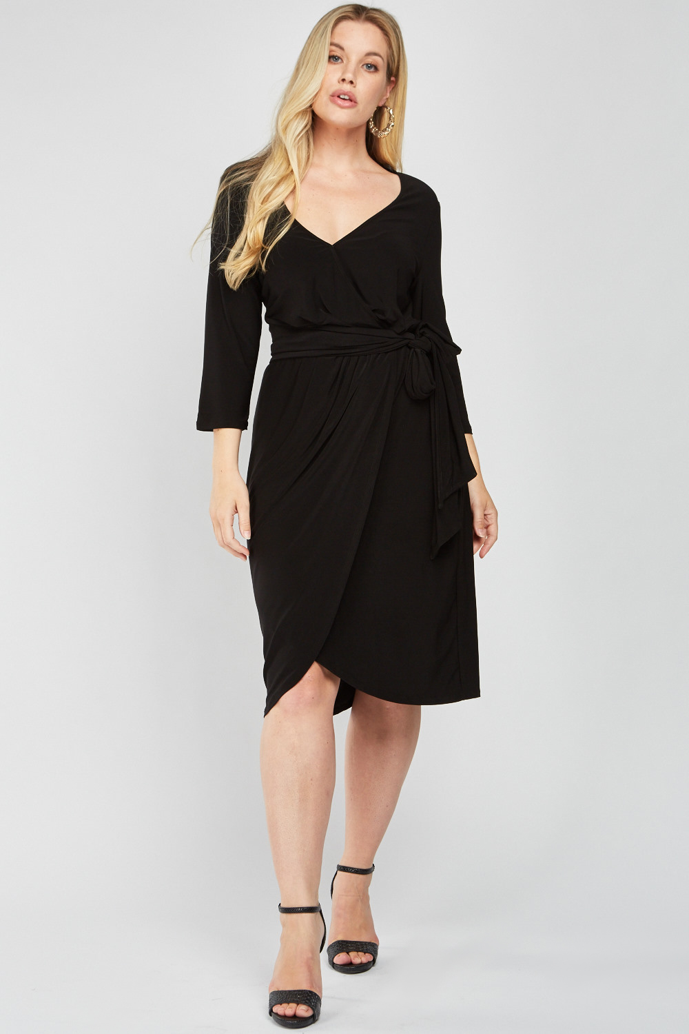 Black Midi Wrap Dress - Just $6