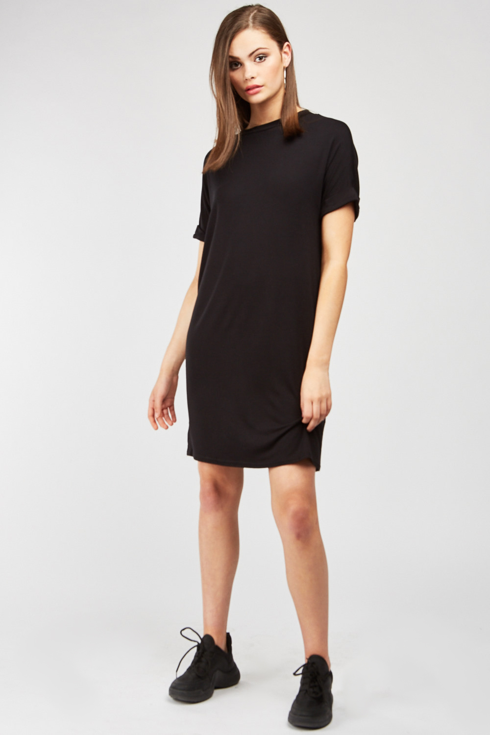 Plain Black Tshirt Dress on Sale, 52 ...