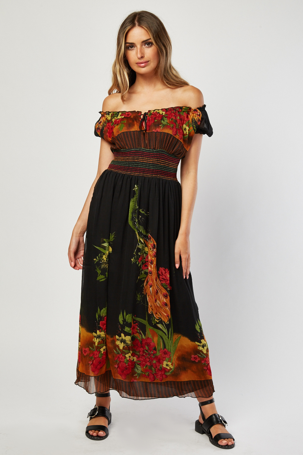 Peacock Print Sheer Maxi Dress Just 7 9015