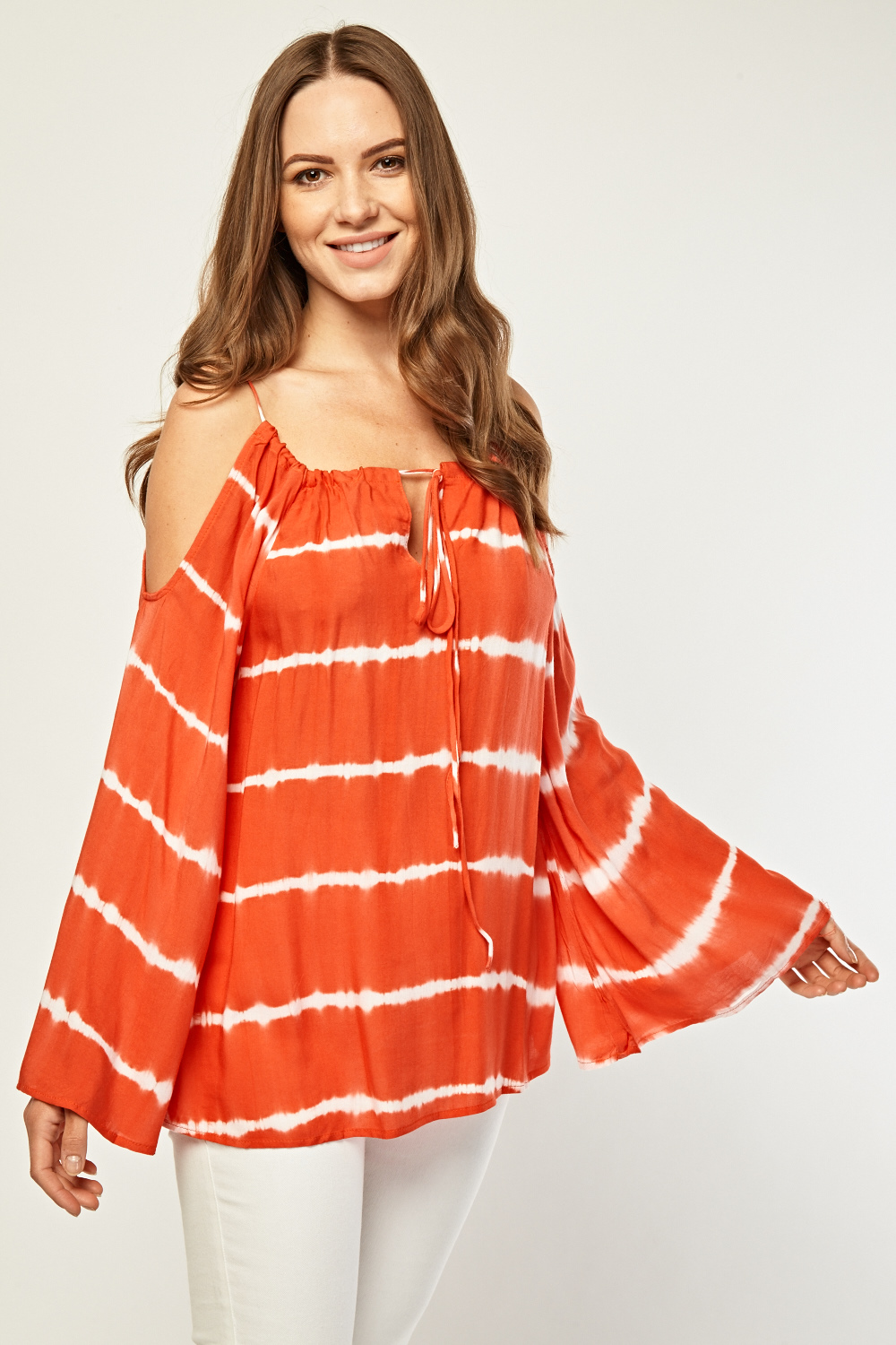 Tie-Dye Cold Shoulder Tunic Top - Just $7