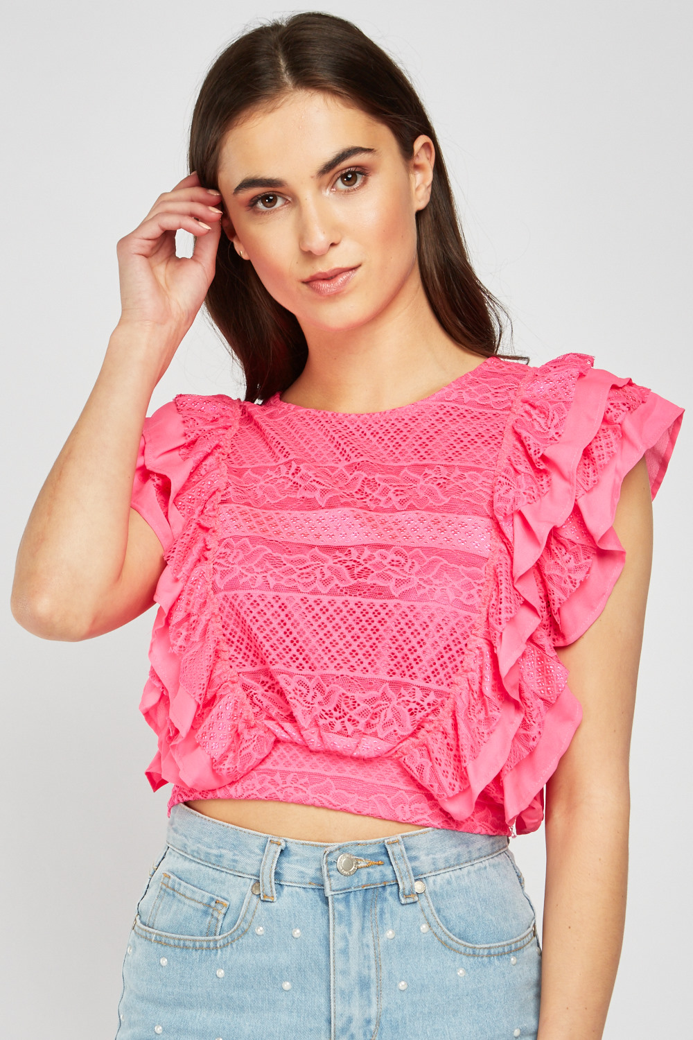 Ruffle Lace Crop Top - Just $7