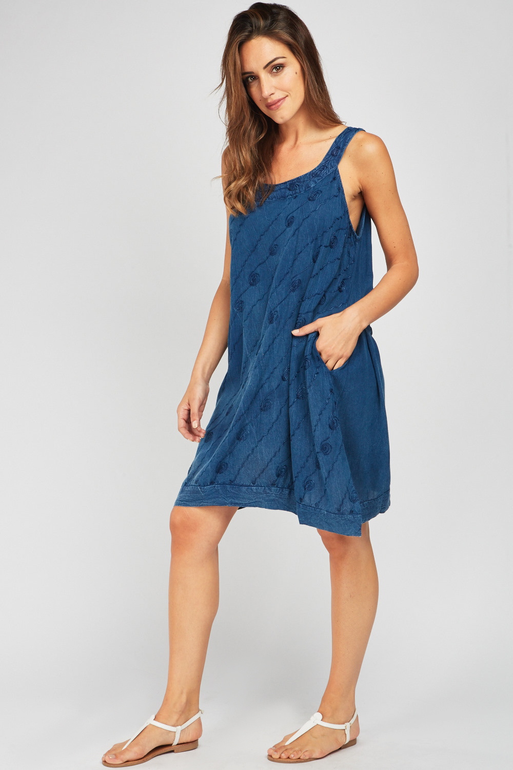 Loop Stitched Faded Tent Dress - Just $6