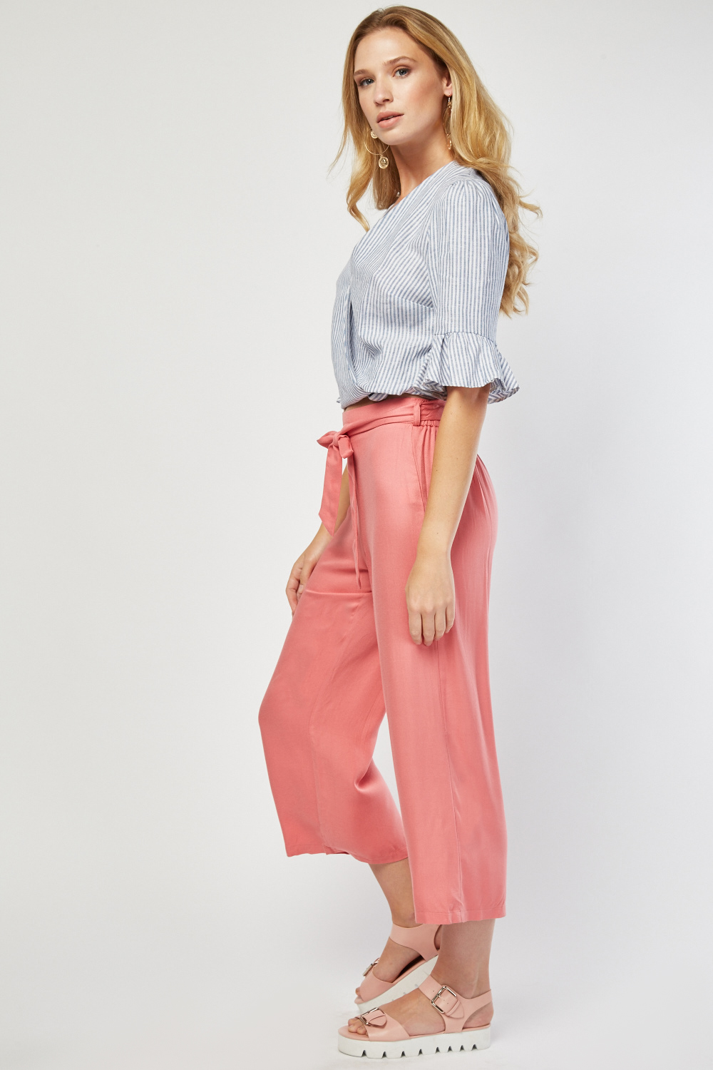 Belted Dusty Pink Culotte Pants - Just $7