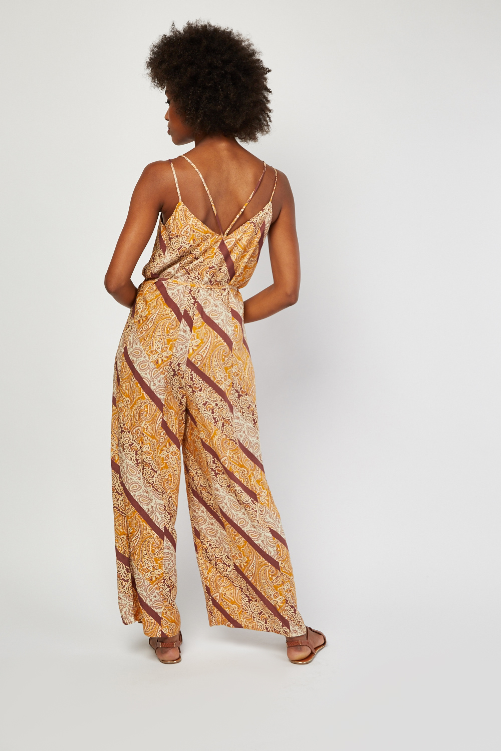 Paisley Printed Strappy Jumpsuit - Just $7