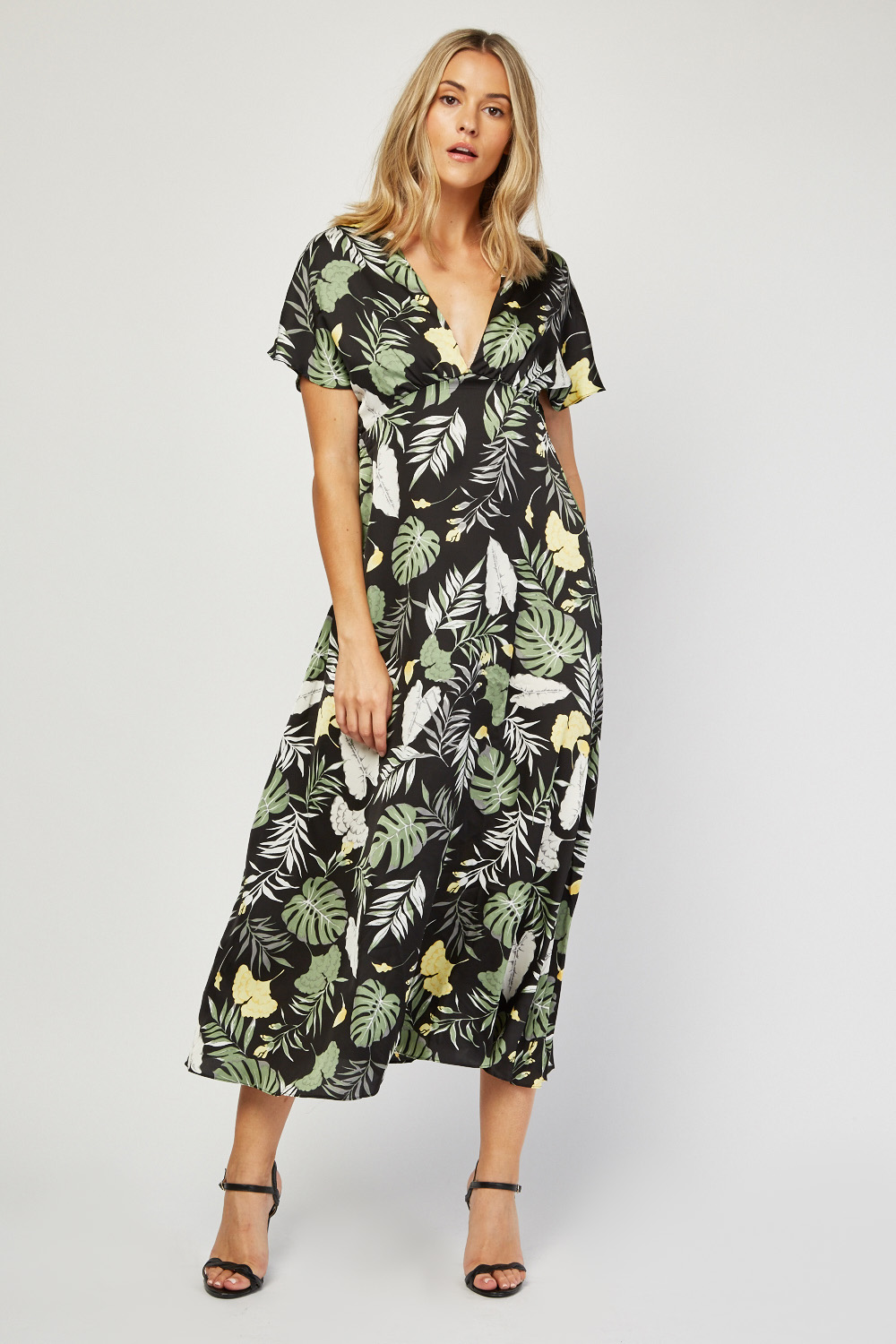 Palm leaf Print Midi Dress - Just $7