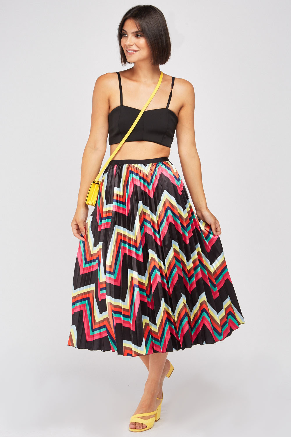 Pleated Zig Zag Stripe Skirt - Just $7