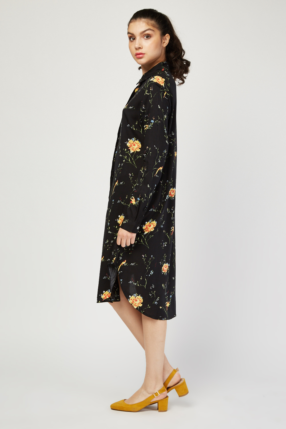 Floral Midi Shirt Dress - Just $7