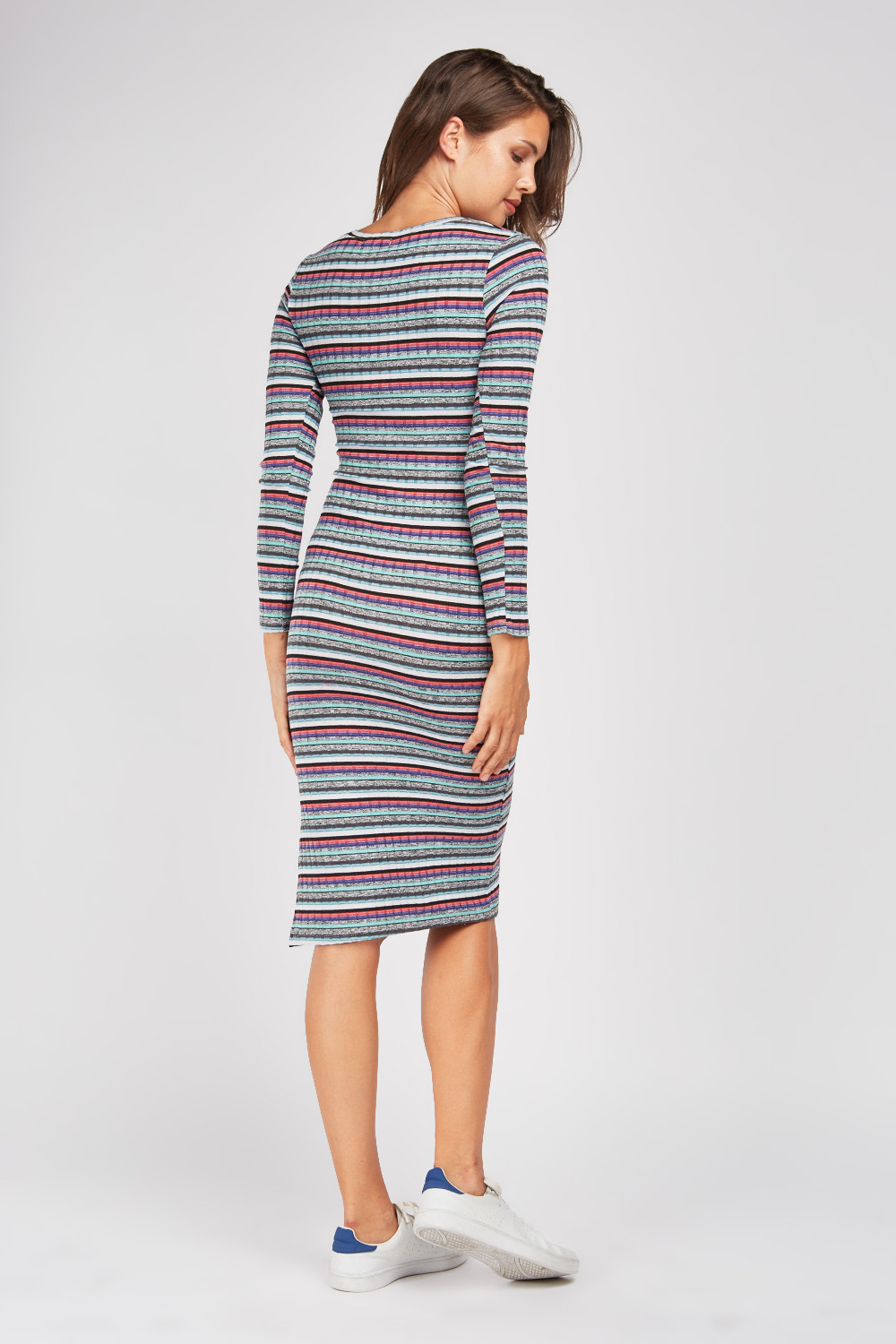 Midi Stripe Rib Knit Dress - Just $7