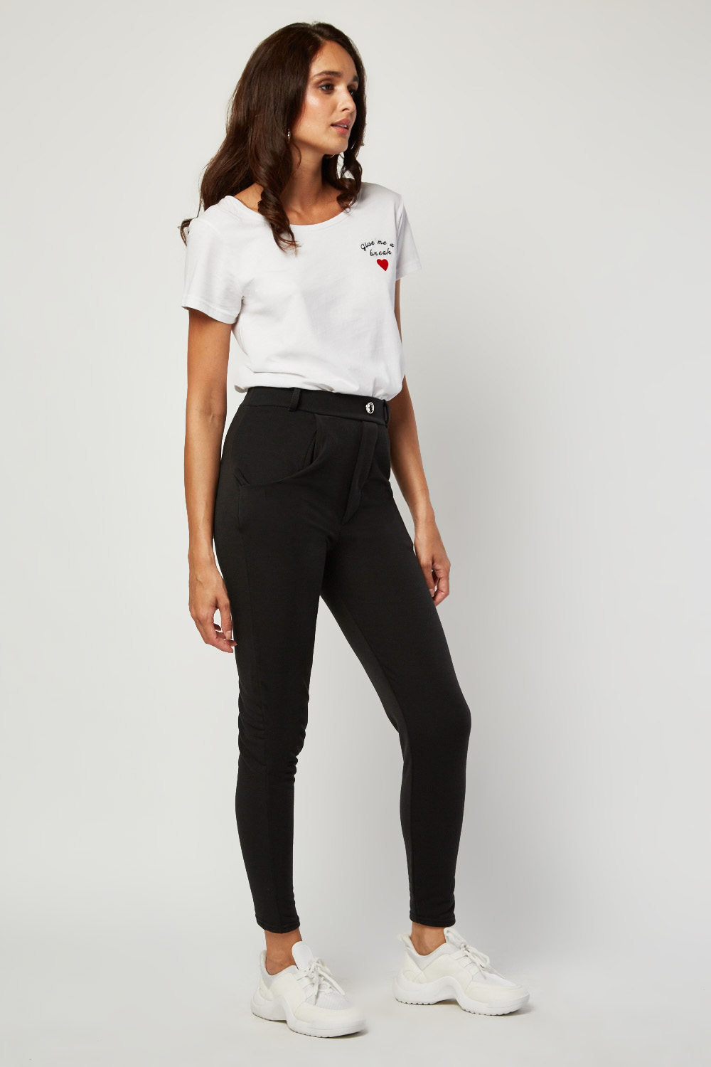 High Waist Tapered Jersey Trousers - Just $3