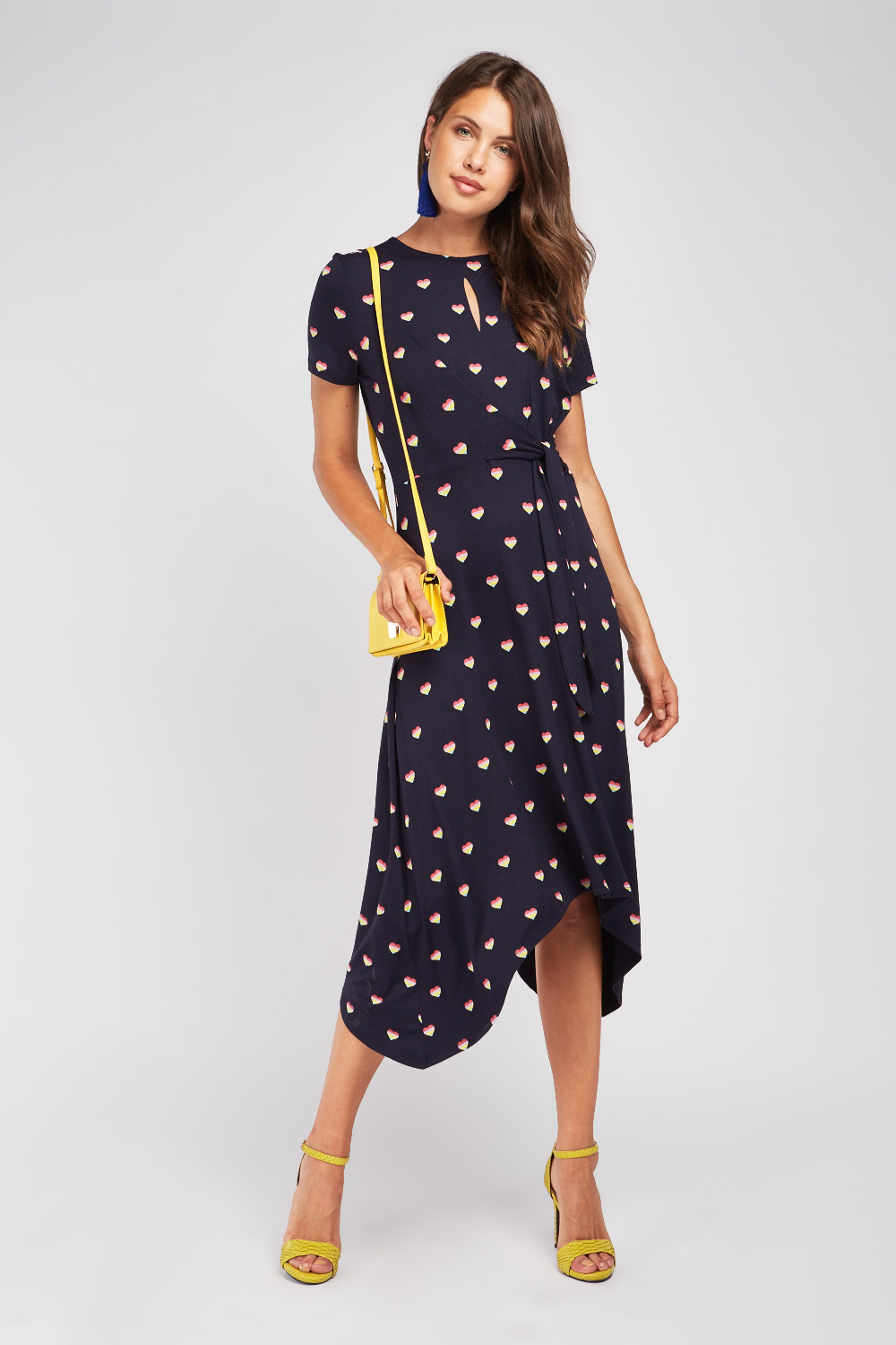 Love Heart Print Curved Dress - Just $7