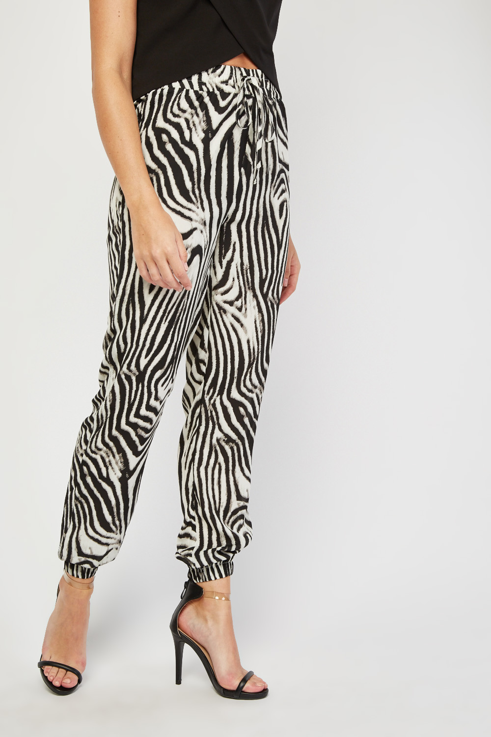 Zebra Print Sheer Jogger Style Pants - Just $7